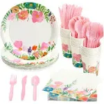 Juvale 144 Piece Watercolor Flower Tea Party Supplies