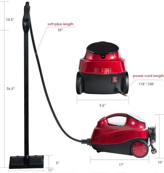 Costway 2000W Duty Steam Cleaner Mop Multi-Purpose W/19 Accessories 4.0 Bar 1.5L