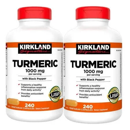 2 Pack | Kirkland Signature Turmeric 1000 mg., 240 Capsules