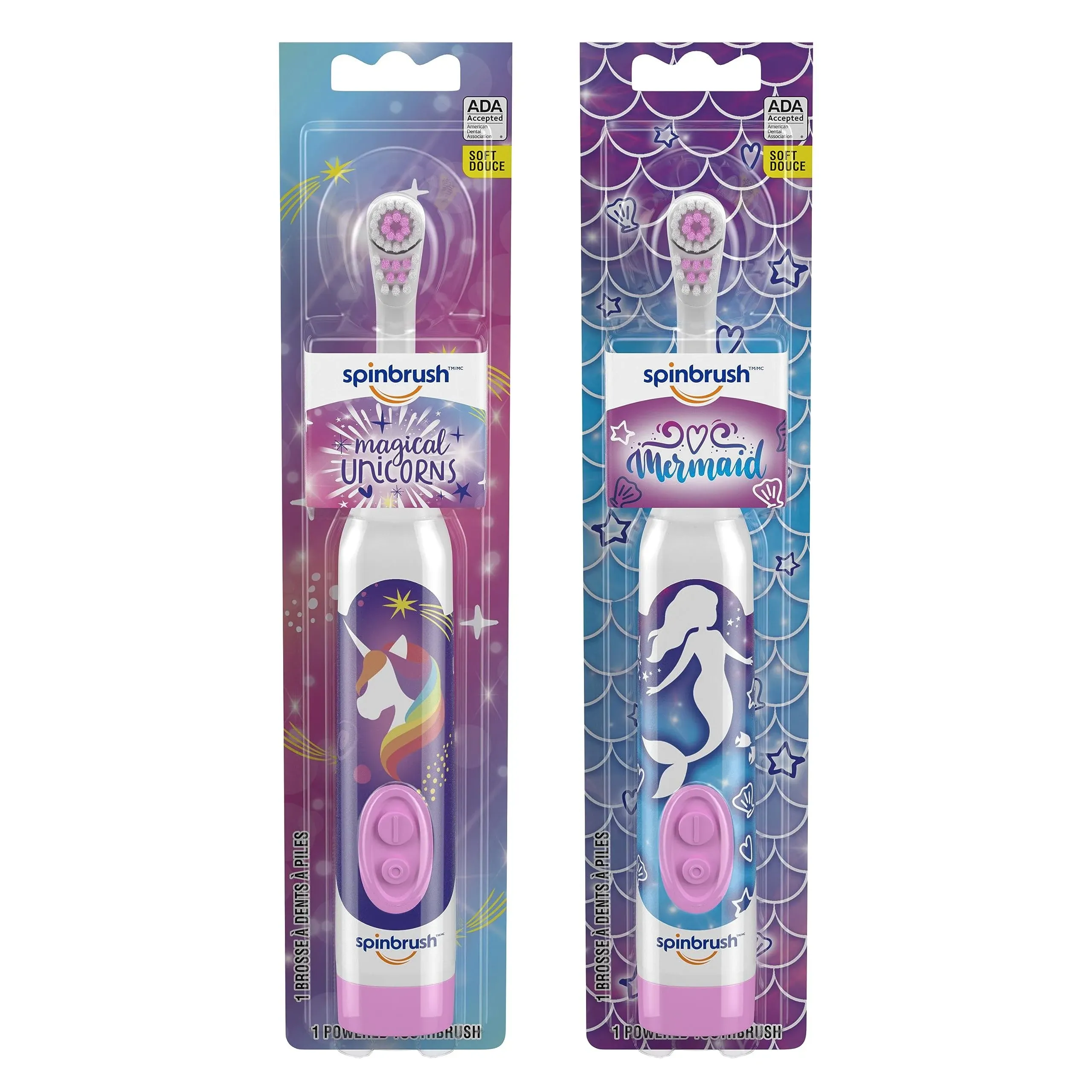 Spinbrush Mermaid & Unicorn Kids Toothbrush Value Pack