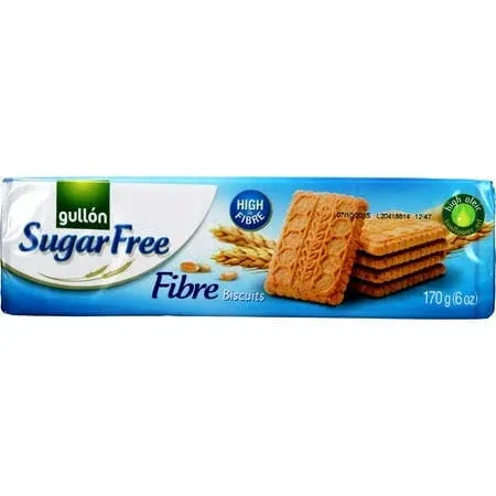 Gullon Sugar Free Fiber Cookies 6 Ounce, 170 Gram (Pack of 5)