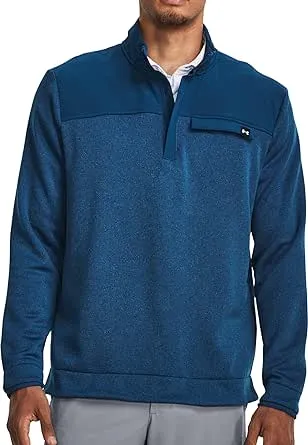 Under Armour Storm Mens Golf Sweater Blue Half Zip Fleece Sweatshirt Pockets