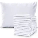 Pillowcases White Bulk 12 Pack 200 Thread Count Poly Cotton Fabric Hotel Line...