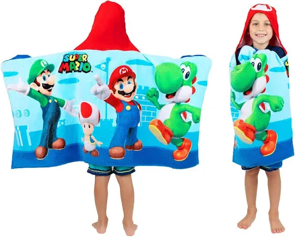 Super Mario Bath/Pool/Beach Soft Cotton Terry Hooded Towel Wrap