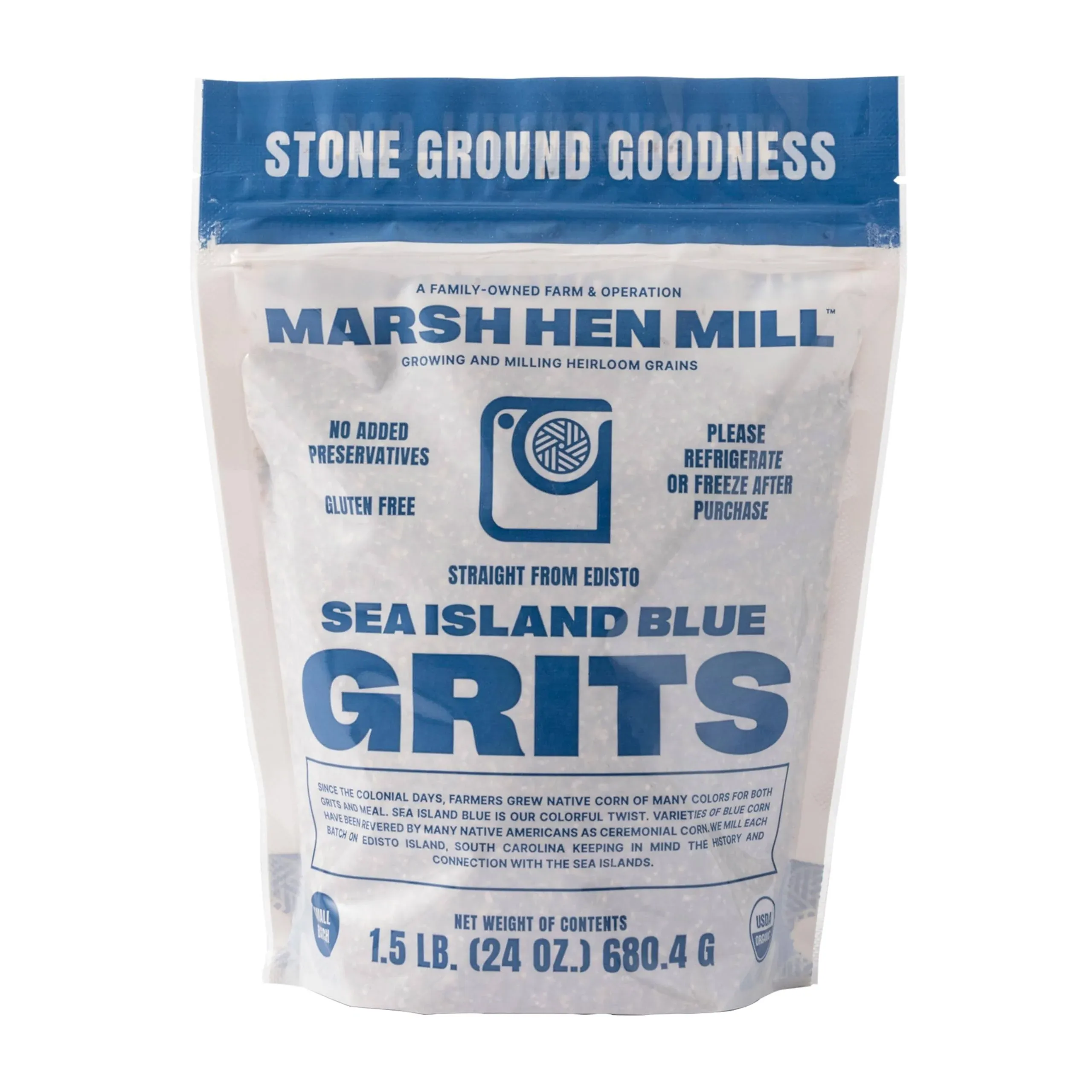 Marsh Hen Mill Sea Island Blue Grits, 24 OZ