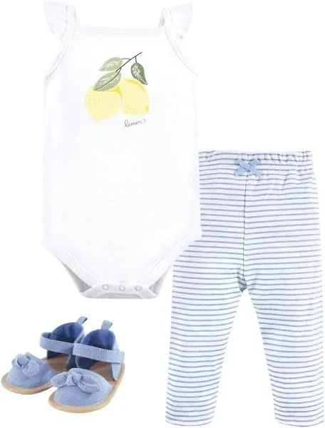 Hudson Baby Cotton Bodysuit, Pant and Shoe Set