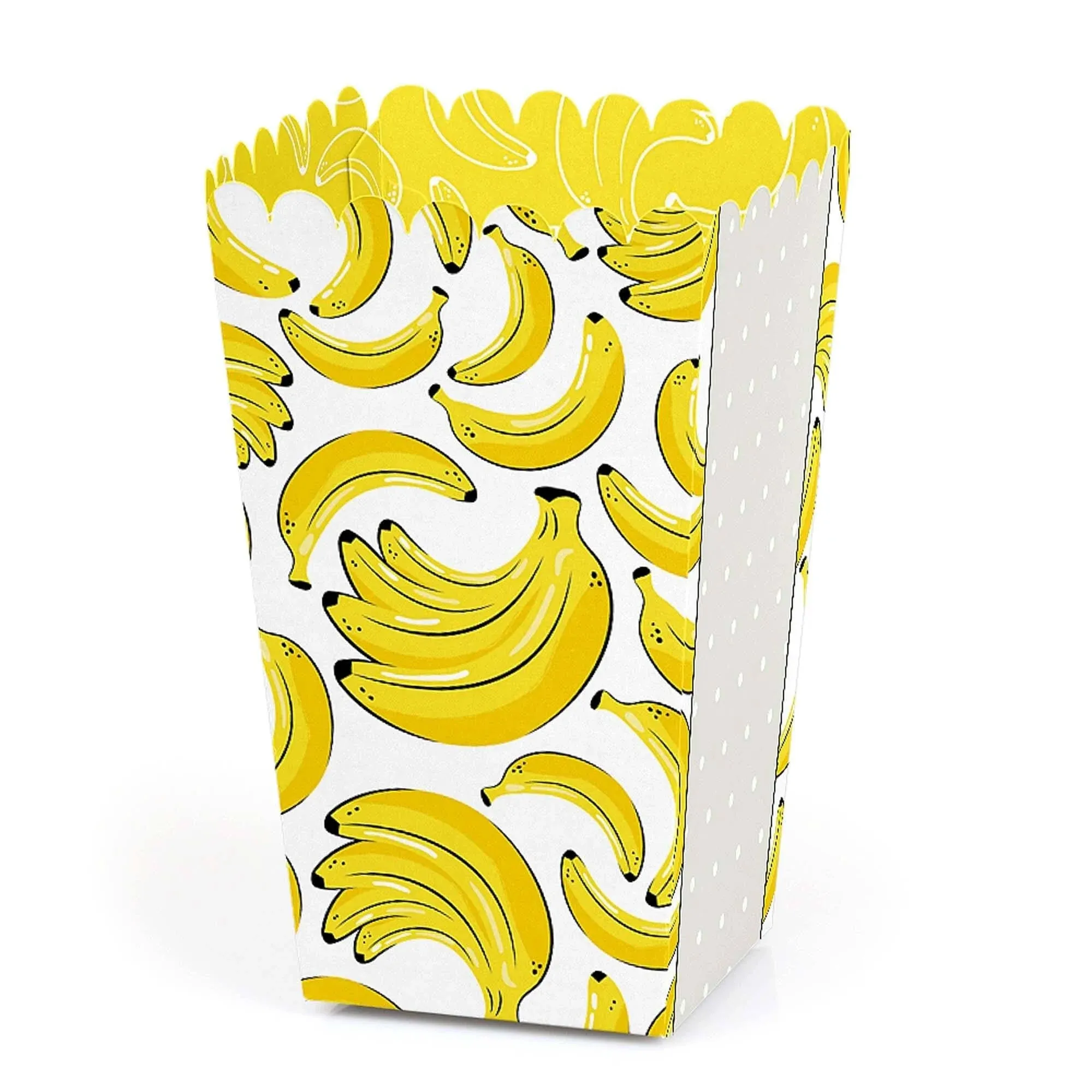 Let's Go Bananas - Tropical Party Favor Popcorn Treat Boxes - Set of 12 - Yellow