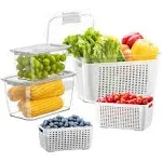 LUXEAR Fresh Food Storage Containers, 3 Pack Fridge 4L+1.7L+0.5L