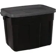 Rubbermaid Roughneck️ 10 Gallon Storage Totes, Pack of 6, Durable Stackable Storage Containers with Lids, Nestable Plastic Storage Bins for Tools, Moving Boxes, Toy Storage, Dark Indigo Metallic