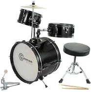 Gammon 3-Piece Youth Drum Set with Drum Kit - Black