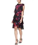 SL Fashions Women's Sleeveless Ruffled-Chiffon A-Line Dress