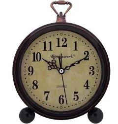 Vintage Analog Alarm Clock, 5.25 inch Small Silent Desk Clock with Night Light, Battery Operated for Table, Bedroom, Bedside, Living Room, Room Decor (Classic)