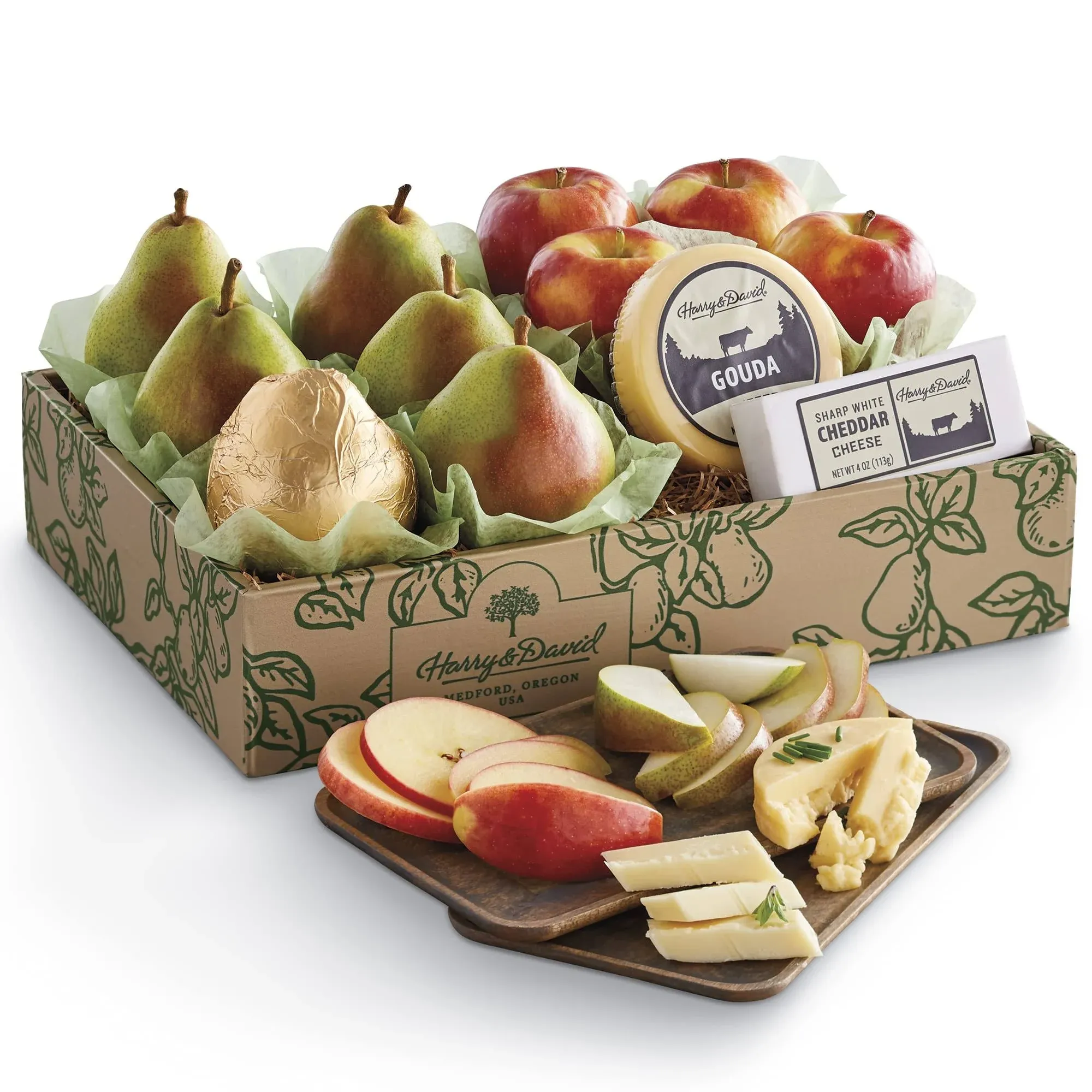 Harry & David Classic Pears, Apples, and Cheese Gift,Classic Cheese and Fruit Basket, Gift Basket with Fruit, Cheese and Pear Gift Basket, Gift