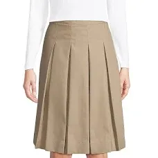 Lands' End Women's Poly-Cotton Box Pleat Skirt