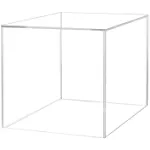 7" Acrylic Display Riser Box with One Open Side No Lid Versatile Clear Square Retail Merchandise Storage Bin or Pop Product Platform No Assembly by