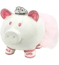 Princess Ballerina Porcelain Piggy Bank for Girls with Swarovski Crystal Crown & Pink Tutu