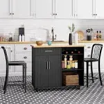 Shintenchi Kitchen Island Cart with Storage,Rolling Kitchen Island Side Table on Wheels Worktop,Storage Cabinet Drawers and