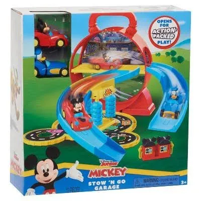 Disney Junior Mickey Mouse Stow ’n Go Garage, Figure and Vehicle  Playset