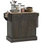 HOMCOM Triple-Cabinet Kitchen Island on Wheels Kitchen Storage Cabinet with Drawers & Countertop