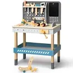 ROBUD Wooden Tool Workbench for Kids Toddlers, Toy Tools Set Gift for 3 4 5 6 7 