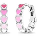 Girls' Heart Cascade Huggie Hoop Sterling Silver Earrings - Pink - in Season Jewelry