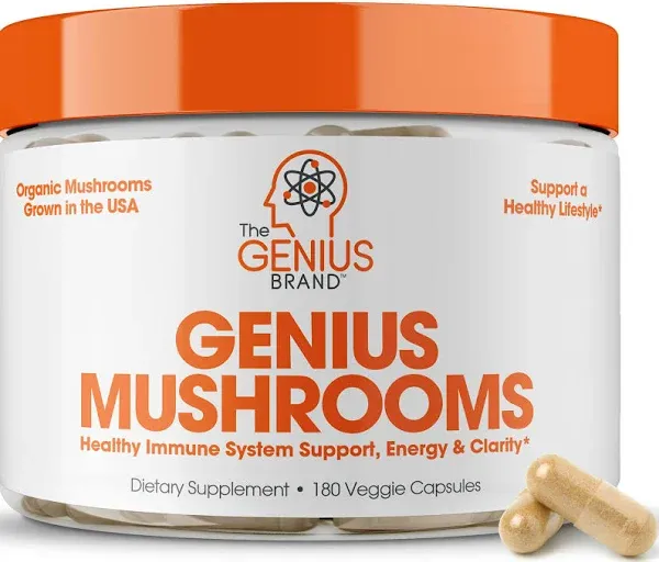 Genius Mushroom Supplement Lions Mane Cordyceps Reishi Brain Nootropic