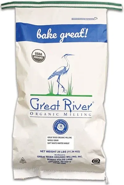 Great River Organic Milling, Whole Grain, Soft White Winter Wheat, Organic, 50-Pounds (Pack of 1)