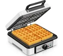 Belgian Waffle Maker 4 Slices, 1200W Waffle Iron, 5 Browning Levels, Nonstick