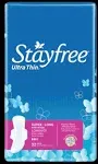 Stayfree Ultra Thin Super Long Pads with Wings for Women, Reliable Protection and Absorbency of Feminine Moisture, Leaks and Periods, 32 Count - Pack