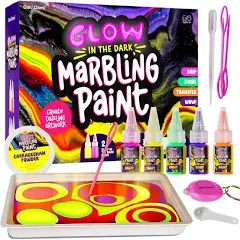 Glow in The Dark Marble Paint Kit for Kids - Water Marbling Painting Art Set ...