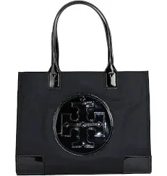 Tory Burch Womens Ella Large Patent Logo Tote Black