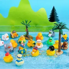 Joyin Baby Bath Toy Assortment Mini Rubber Duck Toys with Mesh Carry Bag for Kids Baby Shower