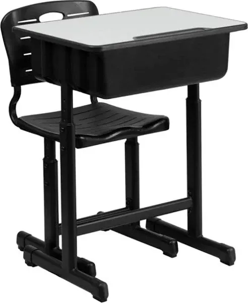 Flash Furniture Adjustable Height Student Desk and Chair with Black Pedestal Frame