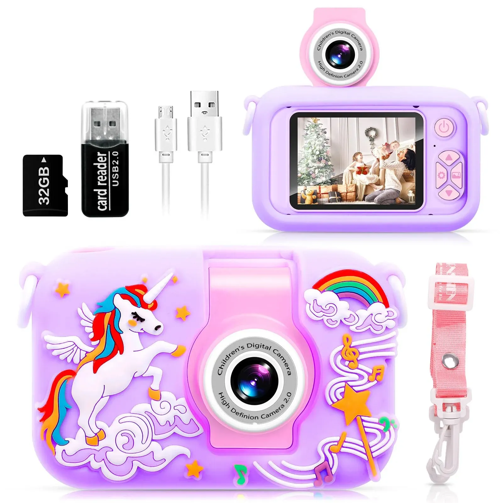 ARNSSIEN Kids Camera, X101, Digital Camera with 180° Flip Lens, 2.4in IPS Screen, Silicone Case, for 3 10 Year Old Girl