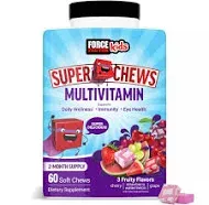 Kids Multivitamin Super Chews, Gummies Alternative with 18 Vitamins, Minerals, & Antioxidants, Multi-Flavor, 60 Chews by Force Factor