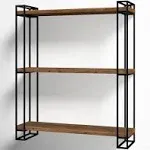 Kate and Laurel Lintz Floating Wall Shelves, 30-1/2""H x 26""W x 7-1/4""D, Brown/Black