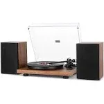 1 by One Bluetooth Turntable HiFi System with 36 Watt Bookshelf Speakers