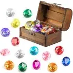 Pubgamer Diving Gem Pool Toy 15 Big Colorful Diamond Set with Big Treasure Chest Pirate Box Underwater Gem Diving Dive Throw Toy Set Swimming