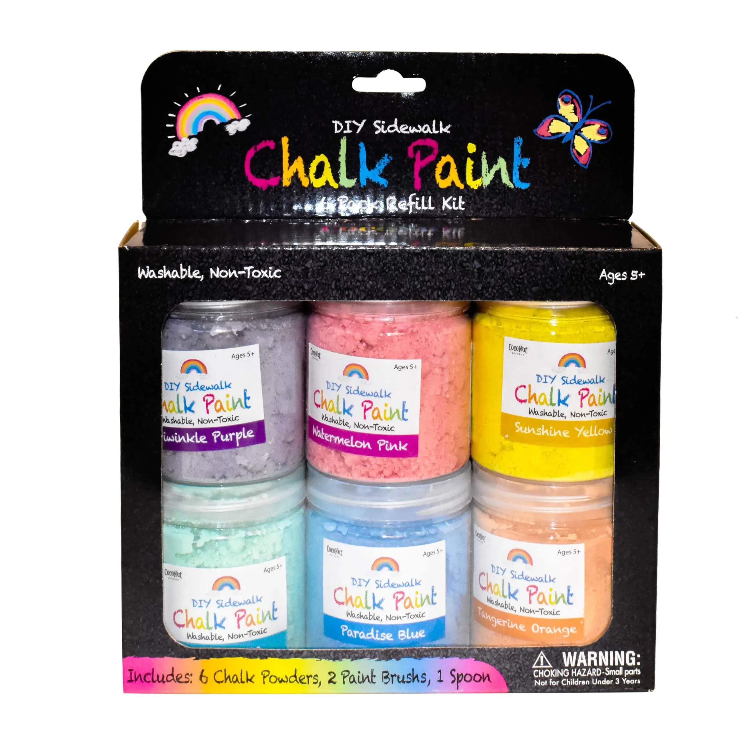 DIY Sidewalk Chalk Paint 6pk Kit - Non-Toxic, Washable Powdered Chalks - Simply Mix in Water and Use a Paintbrush to Create Colorful Artwork on the Sidewalk or Chalkboard, For Kids Ages 5+