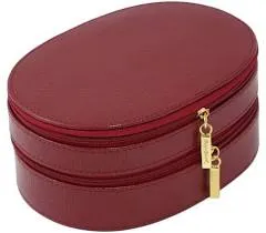 Bey-Berk Red Lizard Leather Two Level Jewelry Case