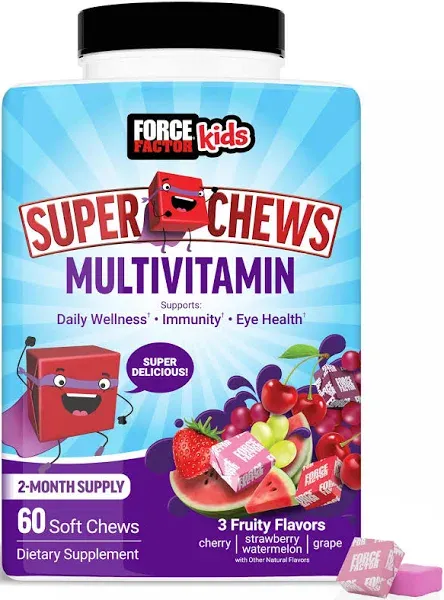 Kids Immune Health Super Chews, Gummies Alternative, Kids Immune Support with Vitamin C, Apple Berry, 60 Chews by Force Factor