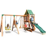 Olympia Wood Swing Set with Slide and Monkey Bars