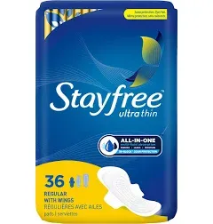 Stayfree Ultra Thin Pads Super Long with Wings 32 Count All-In-One