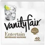 Vanity Fair Entertain Beverage Napkin 2-Ply White 40/Pack 12 Packs/Carton 35134