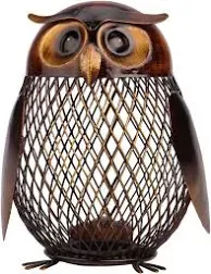 Tooarts Owl Shaped Metal Coin Box