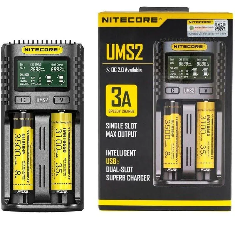 Nitecore UMS2 Intelligent USB Dual-Slot Superb Battery Charger