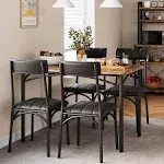 Amyove Dining Table Set for 4, Kitchen Table and Chairs, Dining Room Table Set with 4 Upholstered Chairs, Kitchen Table Set Rectangular Dining Table for Small Space, Apartment, Breakfast, Rustic Brown