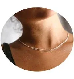 Dainty Choker Necklace for Women, Silver Plated Layered Satellite Bead  Necklace