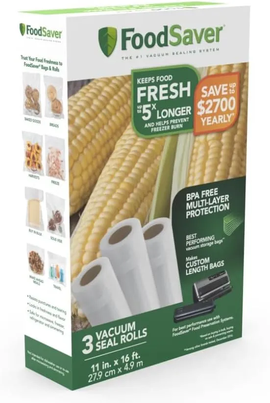 FoodSaver 11" x 16' Vacuum Seal Roll (3-Pack)