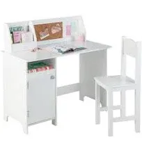 Eletriclife Wooden Kids Desk Chair Set with Whiteboard Hutch